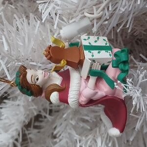Princess Belle & Cogsworth Grolier Christmas Magic Disney Ornament NO BOX